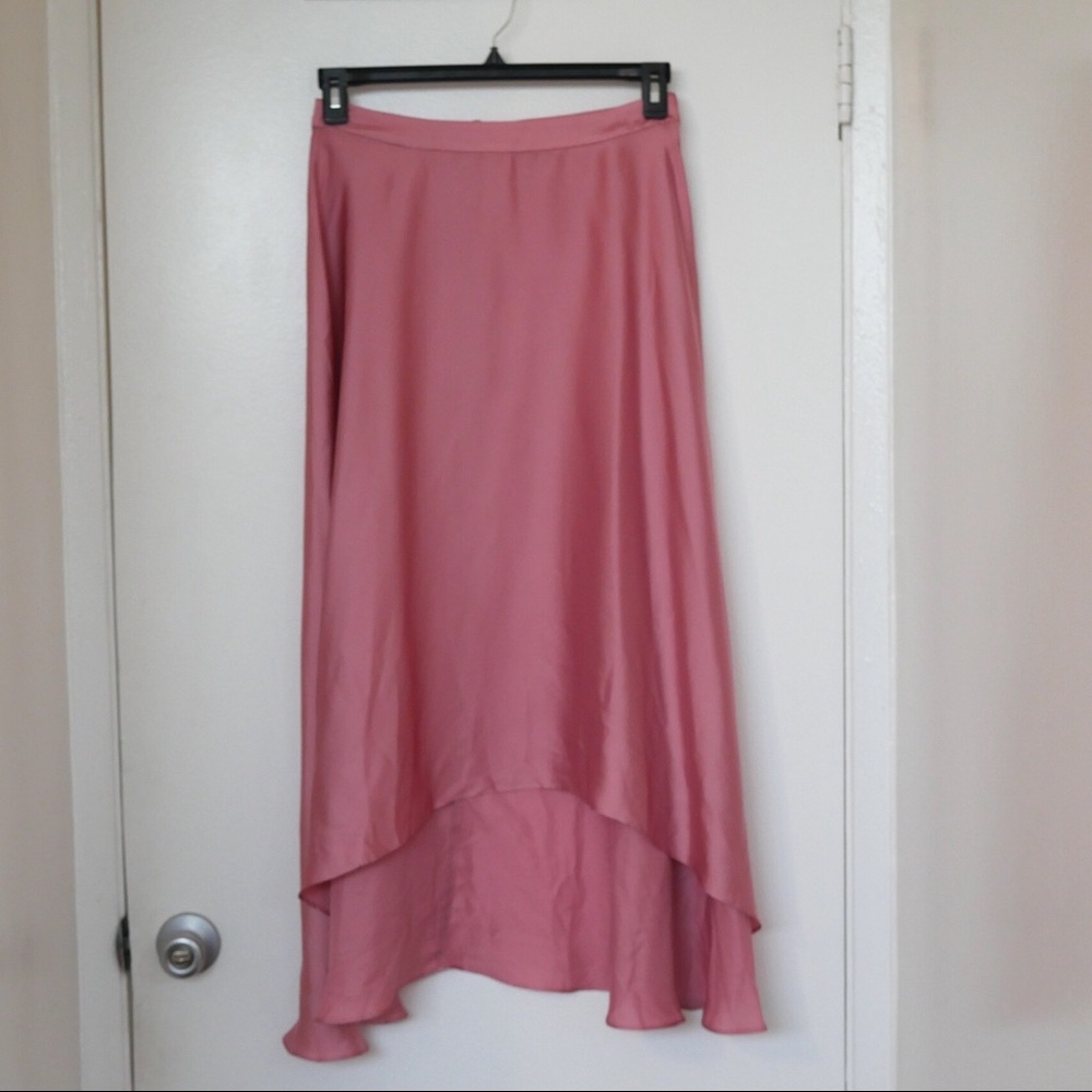 ASOS Pink Satin Midi Skirt
